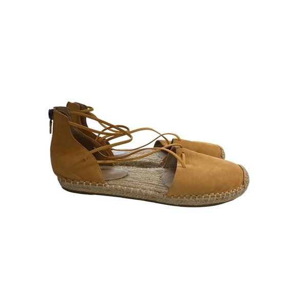 Eileen Fisher Women's Size 7 Tan Leather Espadrille Flats Back Zipper Closure - Picture 4 of 7